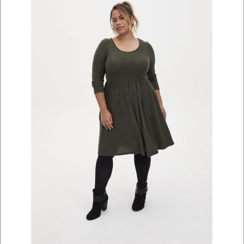 [Torrid] Super Soft Plush Olive Skater Dress